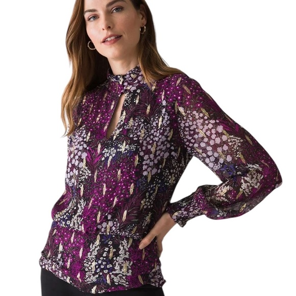 White House Black Market long sleeve top with gold accents size 4 - Picture 5 of 14